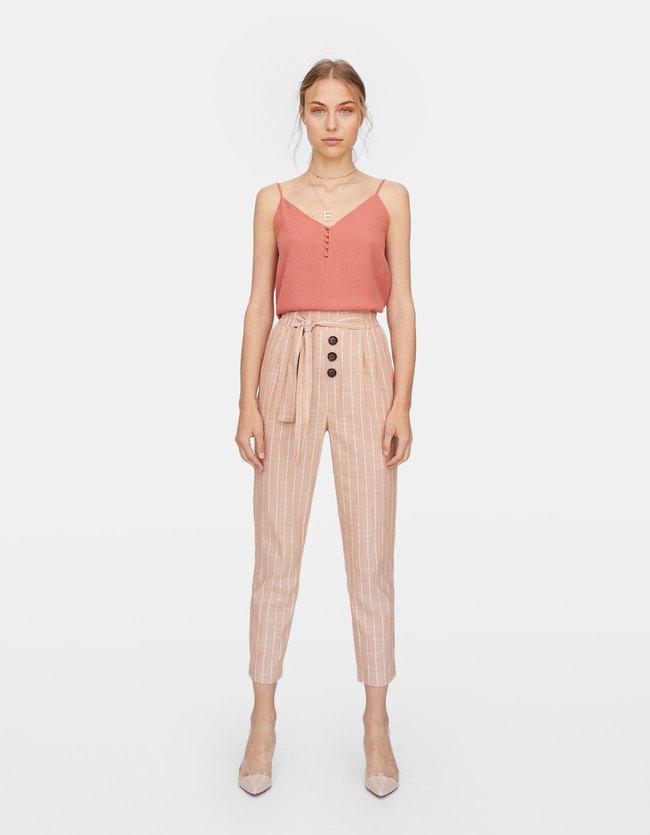 Stradivarius Baggy Broek Dames Pastelroze stradivarius kopen in de aanbieding
