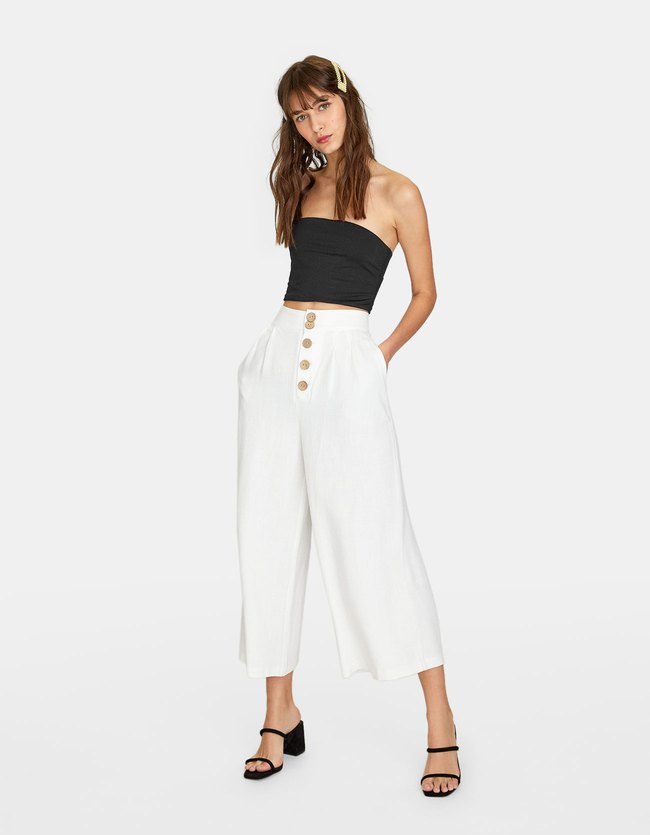 Stradivarius Cropped Broek Met Knopen Dames Ecru 38 stradivarius kopen in de aanbieding Stradivarius Cropped Broek Met Knopen Dames Ecru 38 stradivarius kopen in de aanbieding