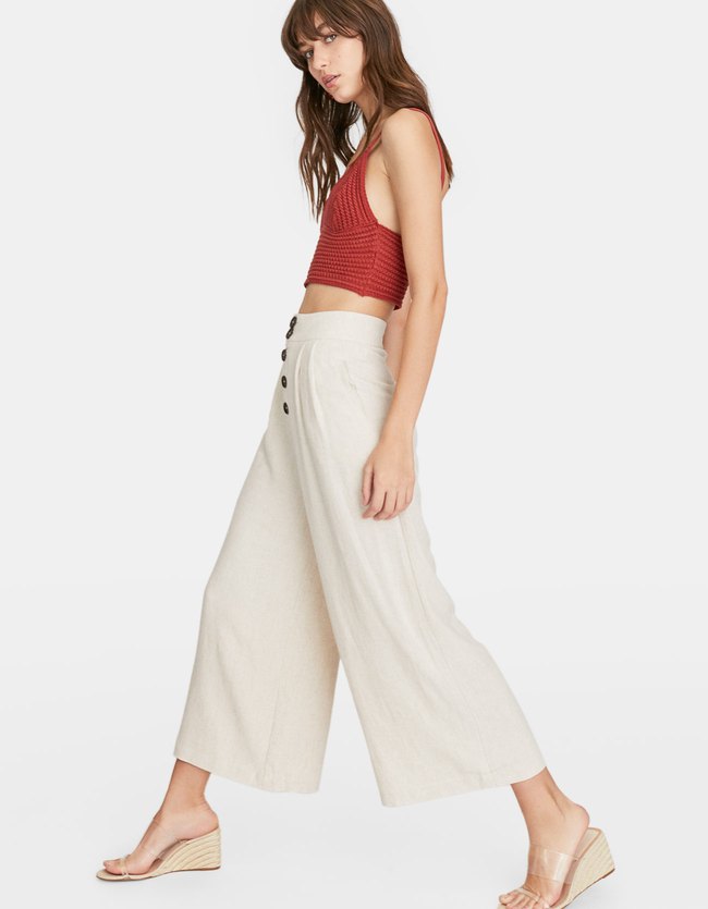 Stradivarius Cropped Broek Met Knopen Dames Steen 40 stradivarius kopen in de aanbieding Stradivarius Cropped Broek Met Knopen Dames Steen 40 stradivarius kopen in de aanbieding