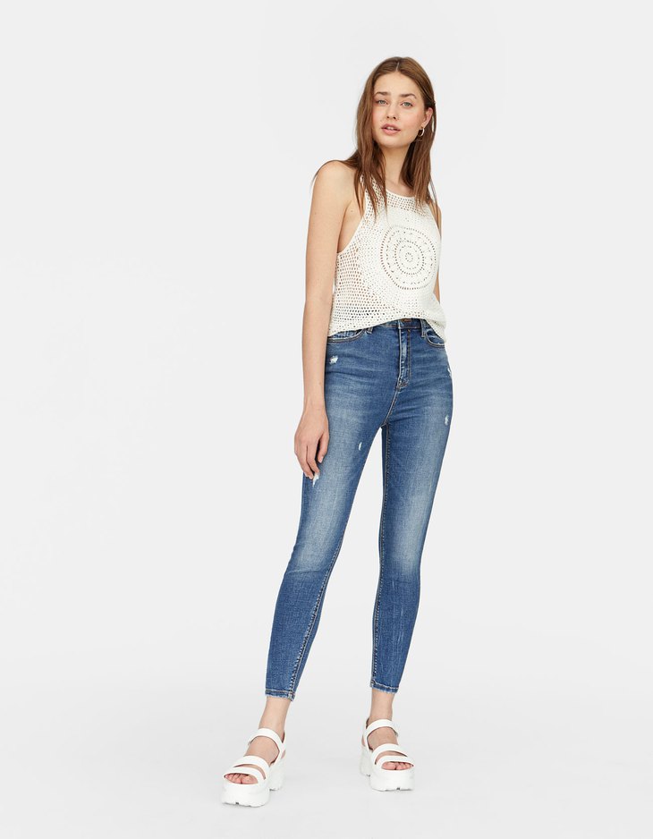 stradivarius high waist skinny jeans