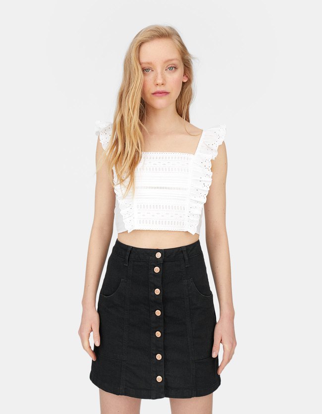 Stradivarius Denim Rok Met Knopen Dames Donkergrijs 40 stradivarius kopen in de aanbieding Stradivarius Denim Rok Met Knopen Dames Donkergrijs 40 stradivarius kopen in de aanbieding