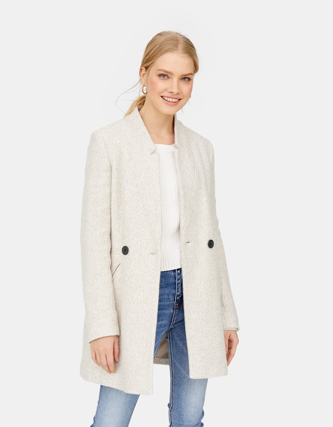 Stradivarius Grove Tricot Double Breasted Jas Dames Steen Xl stradivarius kopen in de aanbieding