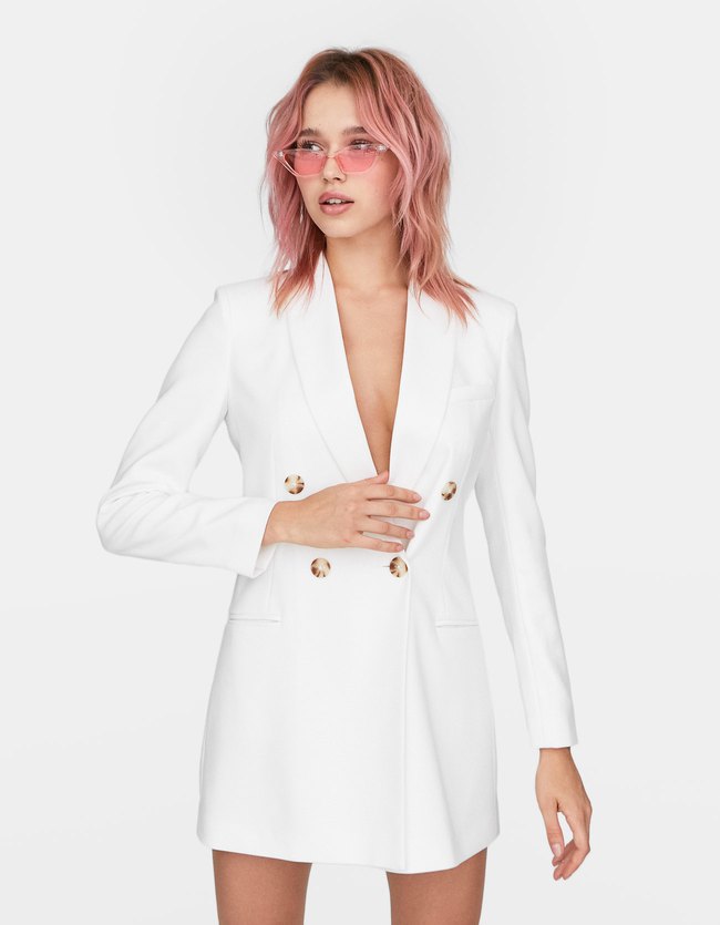 Stradivarius Lange Blazer Dames Ecru stradivarius kopen in de aanbieding Stradivarius Lange Blazer Dames Ecru stradivarius kopen in de aanbieding