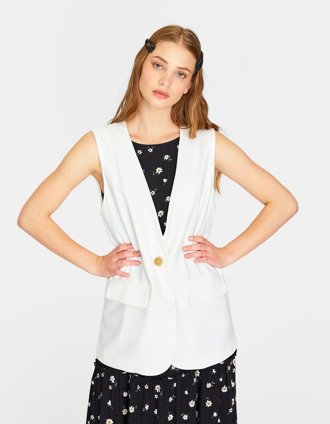 Stradivarius Oversized Effen Gilet Dames Ecru stradivarius kopen in de aanbieding Stradivarius Oversized Effen Gilet Dames Ecru stradivarius kopen in de aanbieding