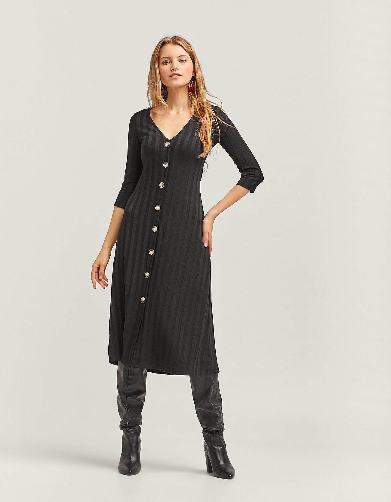 Stradivarius button on sale front midi dress