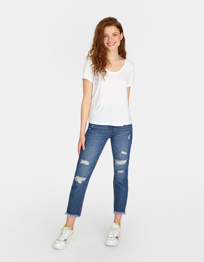 Stradivarius T Shirt Met Ronde Hals Dames Wit Xs stradivarius kopen in de aanbieding Stradivarius T Shirt Met Ronde Hals Dames Wit Xs stradivarius kopen in de aanbieding