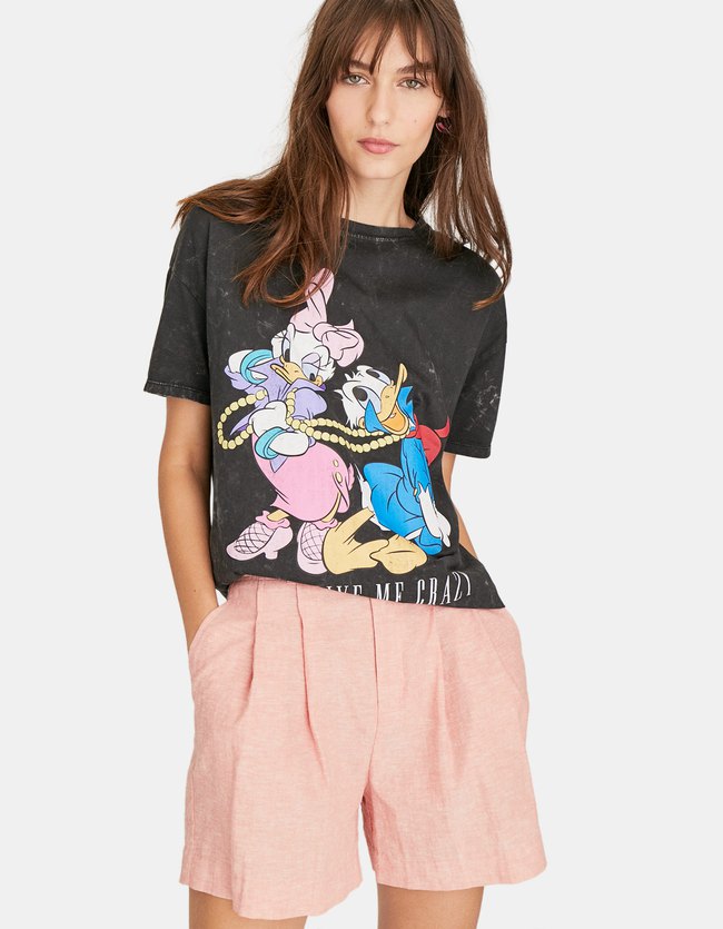 Stradivarius Disney T Shirt Dames Donkergrijs stradivarius kopen in de aanbieding
