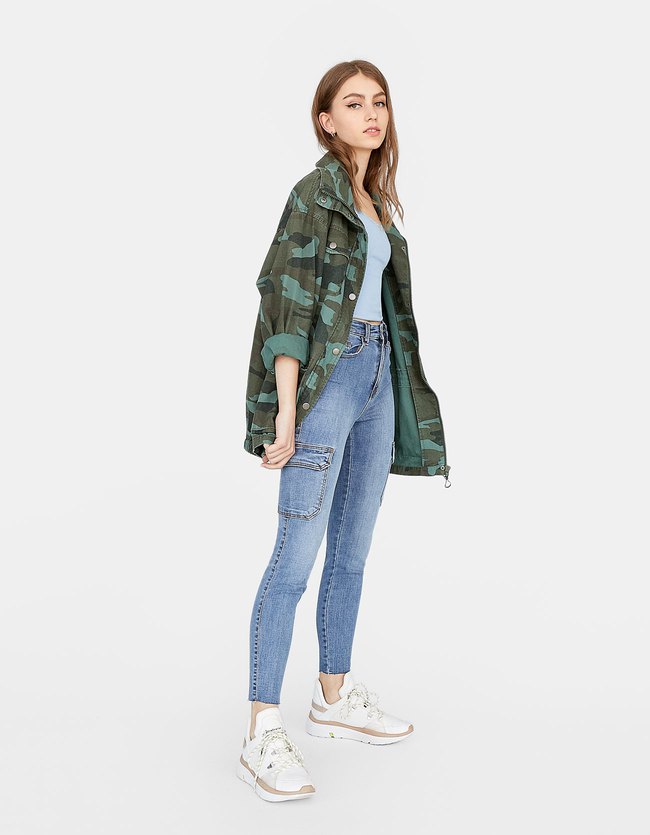 Stradivarius Skinny Cargo Jeans Met Hoge Taille Dames Middenjeans 40 stradivarius kopen in de aanbieding