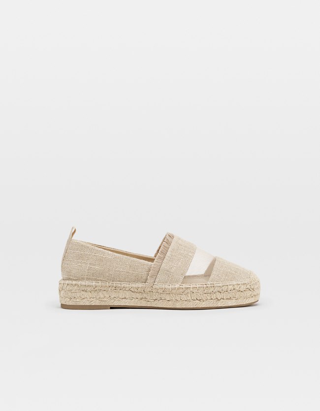 Stradivarius Gecombineerde Naturel Espadrilles Met Gaasstof Dames 40 stradivarius kopen in de aanbieding