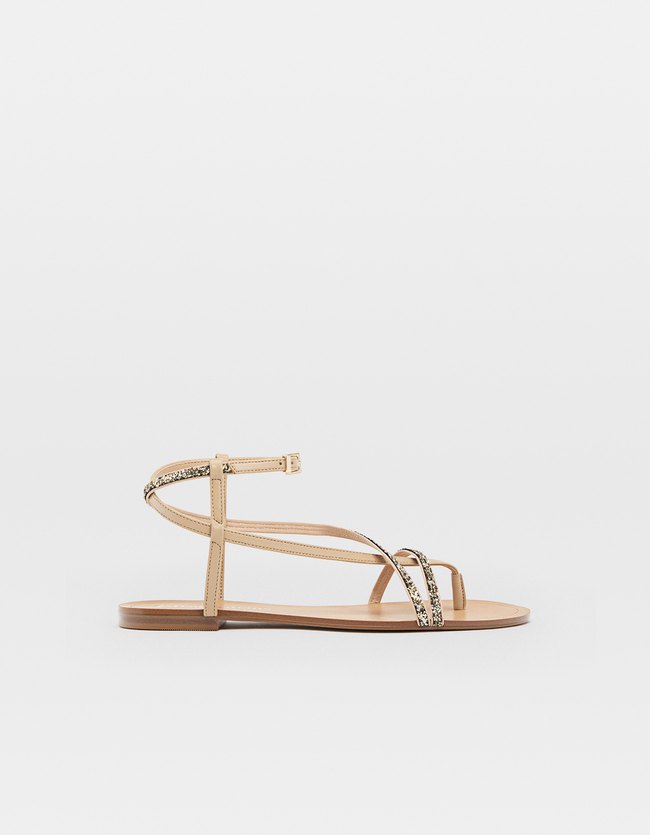Stradivarius Platte Sandalen Naturel Glitter Dames 36 stradivarius kopen in de aanbieding Stradivarius Platte Sandalen Naturel Glitter Dames 36 stradivarius kopen in de aanbieding