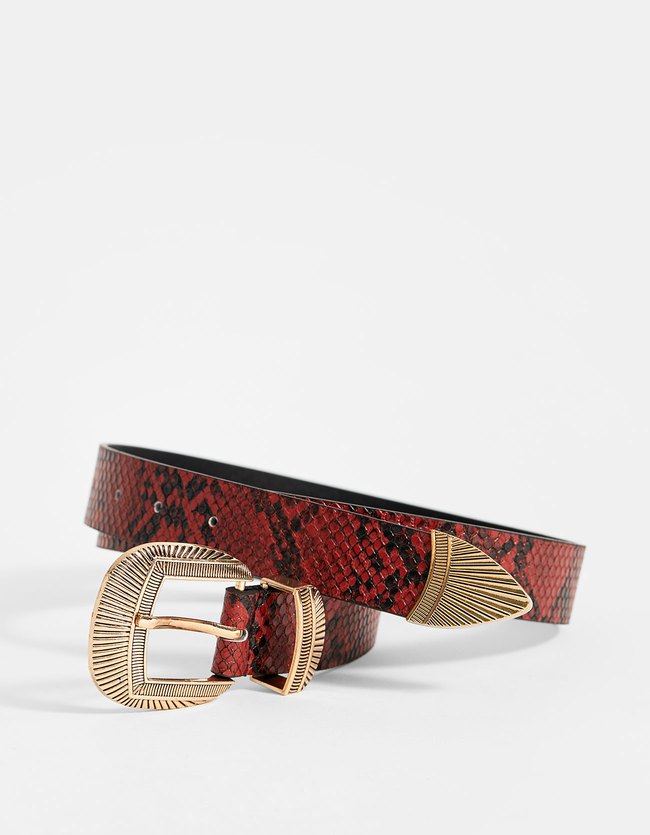 Stradivarius Snake Cowboyriem Dames Terracotta 90 stradivarius kopen in de aanbieding