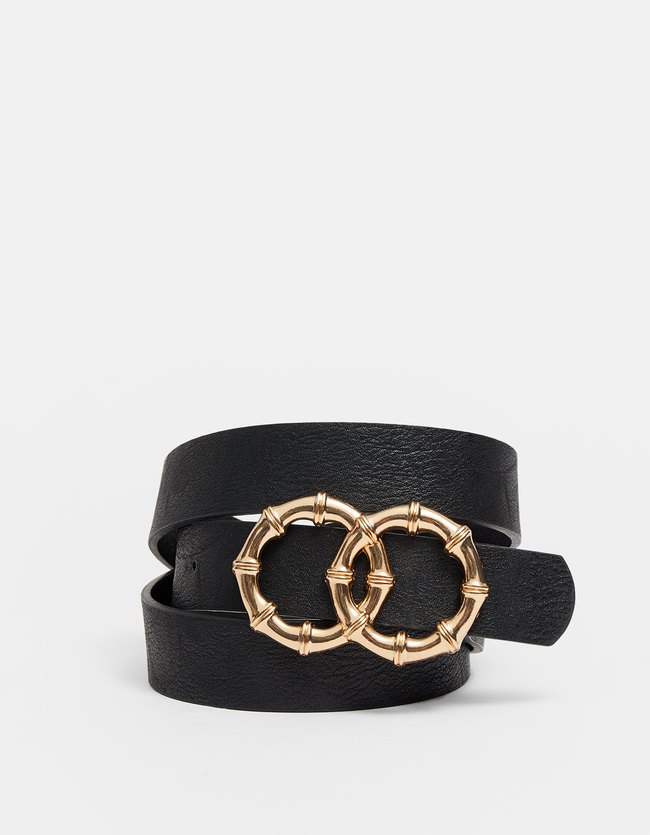 Stradivarius Riem Met Dubbele Bamboelook Gesp Dames Zwart 80 stradivarius kopen in de aanbieding