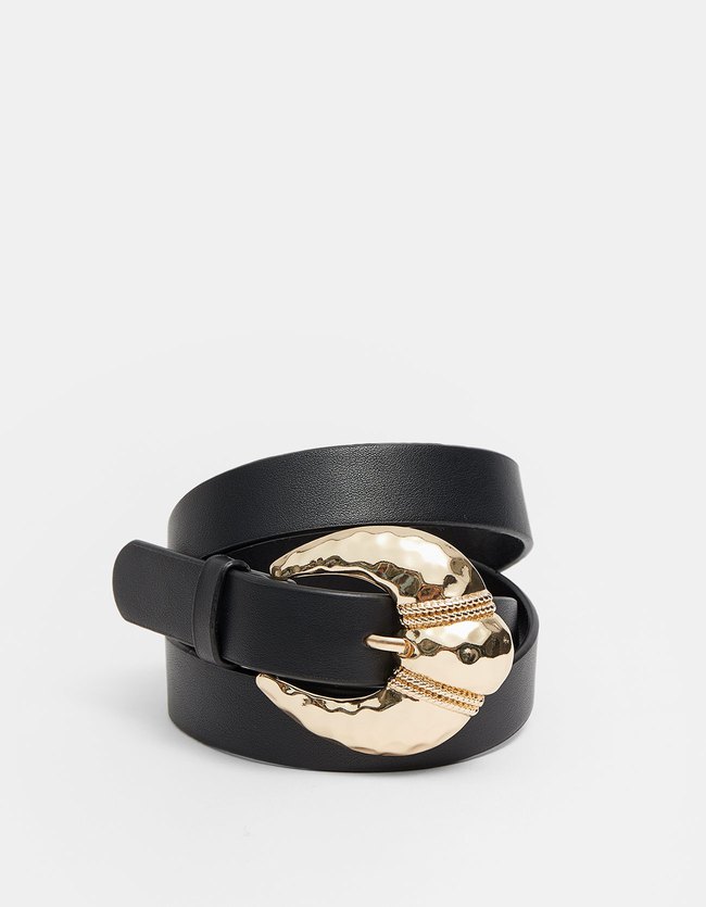 Stradivarius Riem Met Gesp Textuur Dames Zwart 80 stradivarius kopen in de aanbieding