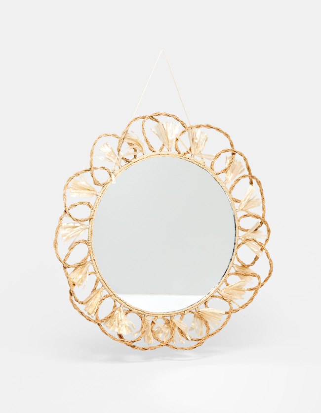 Stradivarius Spiegel Bloem Dames Beige 103 stradivarius kopen in de aanbieding