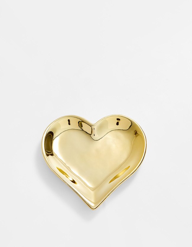 Stradivarius Goudkleurig Bordje Hart Dames Geel 103 stradivarius kopen in de aanbieding