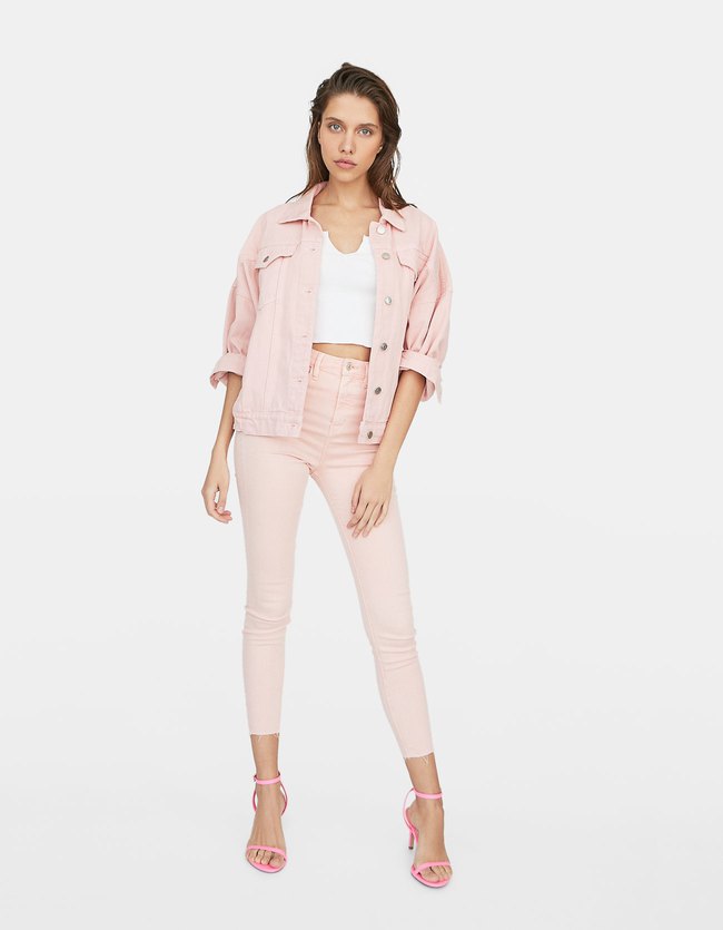 Stradivarius Gekleurde Super High Waist Dames Fluorescerend Roze 42 stradivarius kopen in de aanbieding