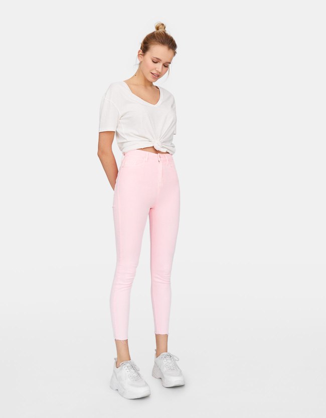 Stradivarius Gekleurde Super High Waist Dames Kauwgumroze 40 stradivarius kopen in de aanbieding