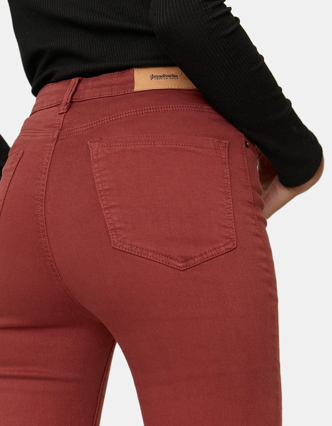 Stradivarius Gekleurde Super High Waist Dames Terracotta 38 stradivarius kopen in de aanbieding