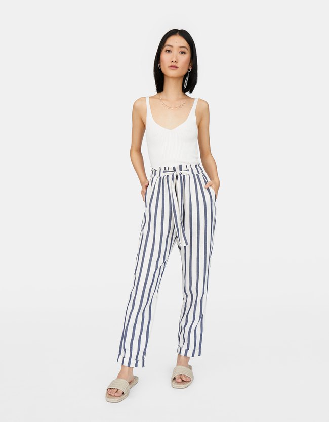 Stradivarius Soepele Gestreepte Baggy Dames Ecru stradivarius kopen in de aanbieding Stradivarius Soepele Gestreepte Baggy Dames Ecru stradivarius kopen in de aanbieding