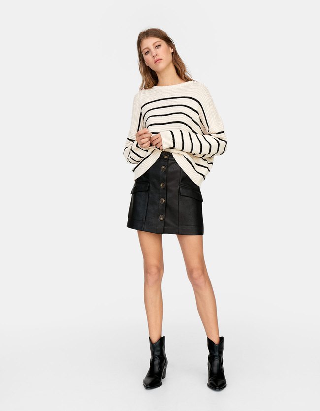 Stradivarius Rok Met Leren Effect Knopen Dames Zwart 36 stradivarius kopen in de aanbieding Stradivarius Rok Met Leren Effect Knopen Dames Zwart 36 stradivarius kopen in de aanbieding