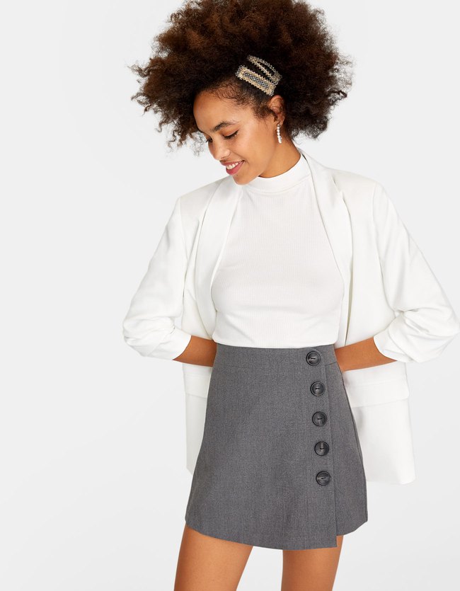 Stradivarius Shortrok Met Knopen Dames Donkergrijs 38 stradivarius kopen in de aanbieding Stradivarius Shortrok Met Knopen Dames Donkergrijs 38 stradivarius kopen in de aanbieding