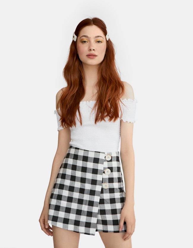Stradivarius Rustieke Skort Met Vichyruit Dames Ecru 34 stradivarius kopen in de aanbieding Stradivarius Rustieke Skort Met Vichyruit Dames Ecru 34 stradivarius kopen in de aanbieding