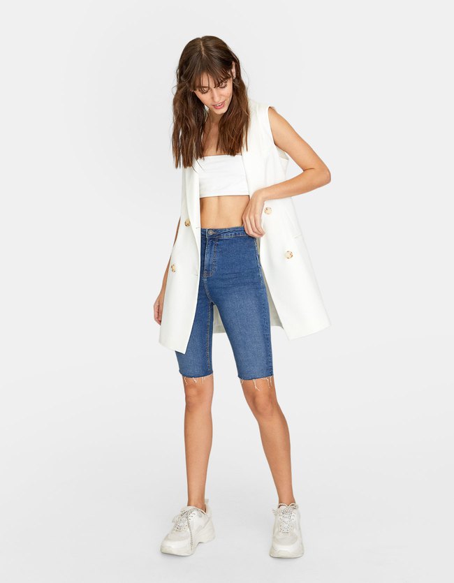 Stradivarius Fietsjeans Dames Middenjeans 42 stradivarius kopen in de aanbieding