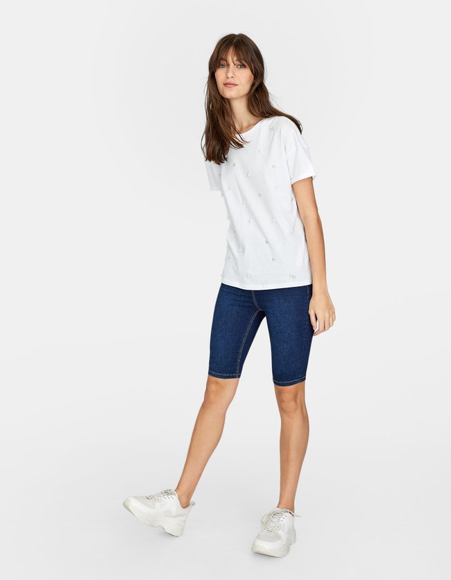 Stradivarius Fietsjeans Dames Donker Verwassen 40 stradivarius kopen in de aanbieding