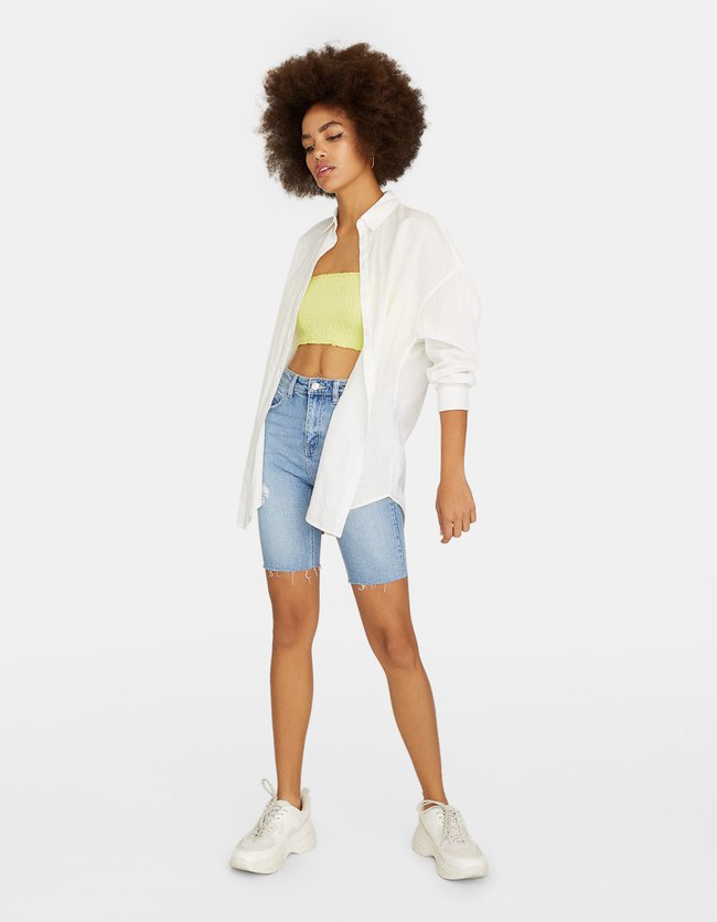 Stradivarius Slim Mom Short Dames Jeans 34 stradivarius kopen in de aanbieding