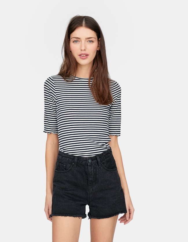 Stradivarius Vintage Short Met Hoge Taille Dames Verwassen 32 stradivarius kopen in de aanbieding