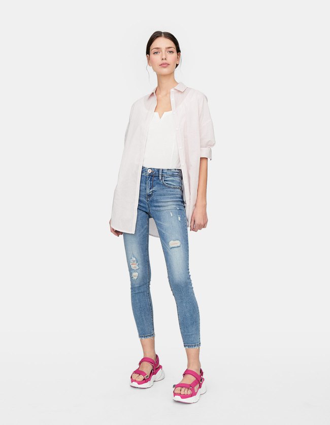 Stradivarius Skinny Jeans Met Hoge Taille Dames Lichtjeans 32 stradivarius kopen in de aanbieding