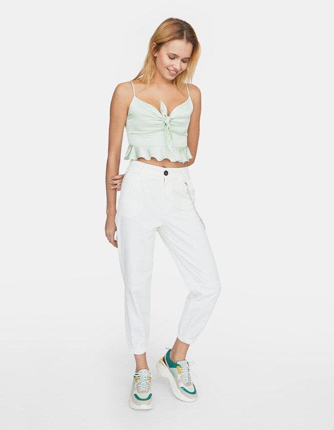 Stradivarius Keperbroek Met Ketting Dames Ecru stradivarius kopen in de aanbieding Stradivarius Keperbroek Met Ketting Dames Ecru stradivarius kopen in de aanbieding