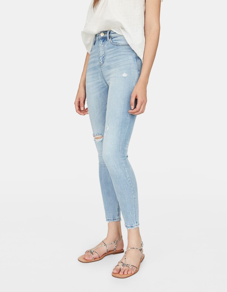 stradivarius super high waist skinny jeans