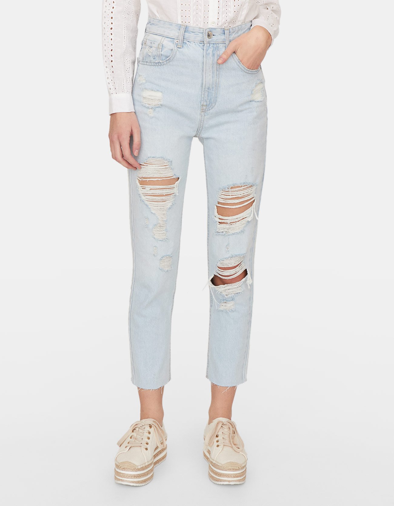 ripped mom jeans stradivarius