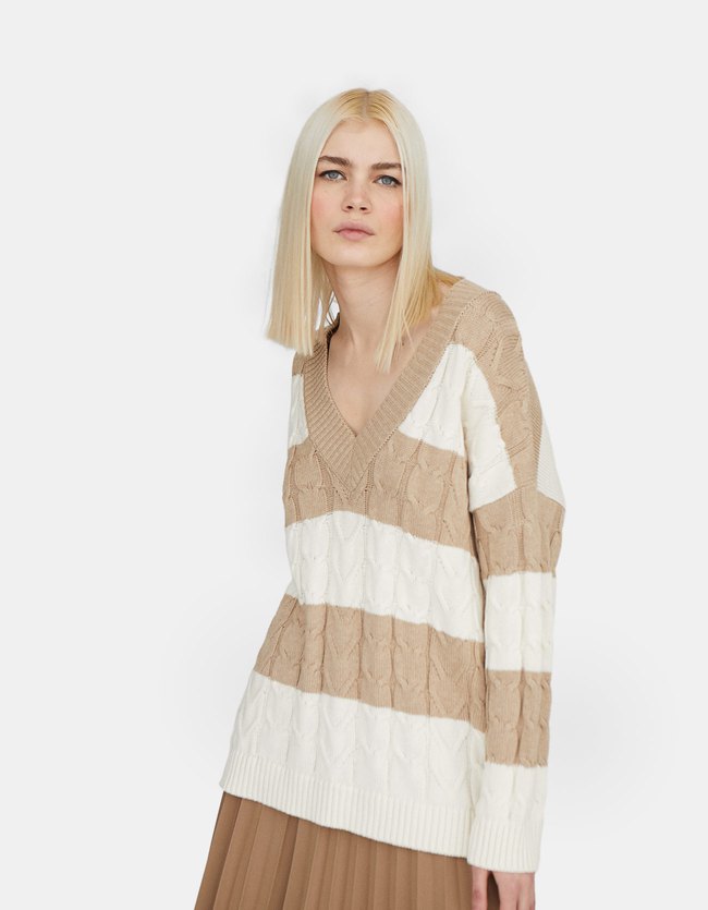 Stradivarius Oversized Trui Met V Hals Dames Beige Melange stradivarius kopen in de aanbieding Stradivarius Oversized Trui Met V Hals Dames Beige Melange stradivarius kopen in de aanbieding