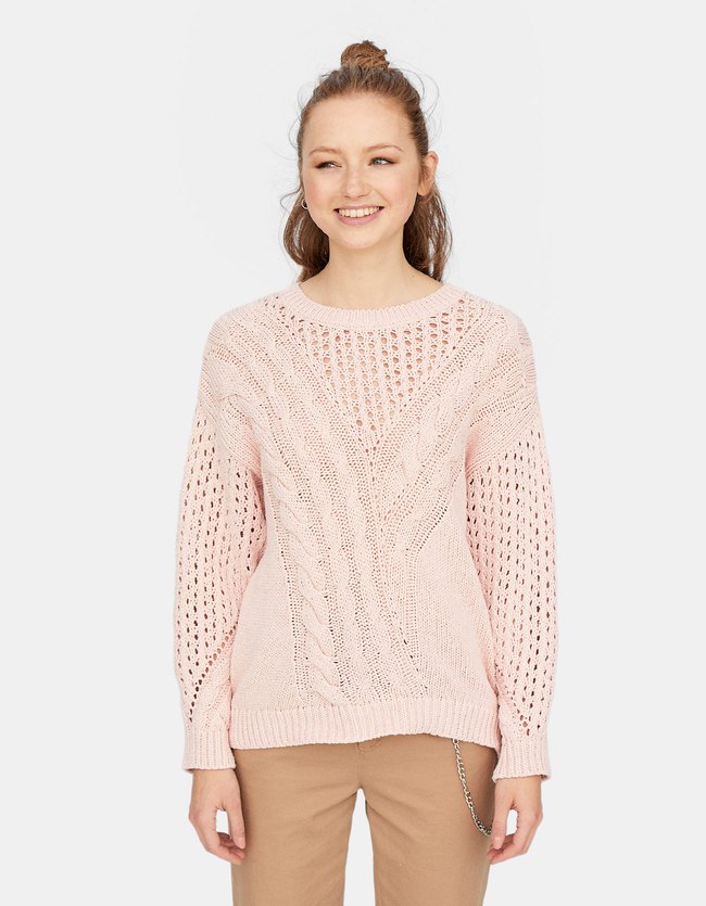 Stradivarius Kabeltrui Dames Poederroze stradivarius kopen in de aanbieding