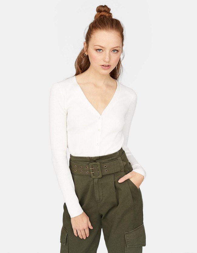 Stradivarius Geribd Vest Dames Ecru stradivarius kopen in de aanbieding Stradivarius Geribd Vest Dames Ecru stradivarius kopen in de aanbieding