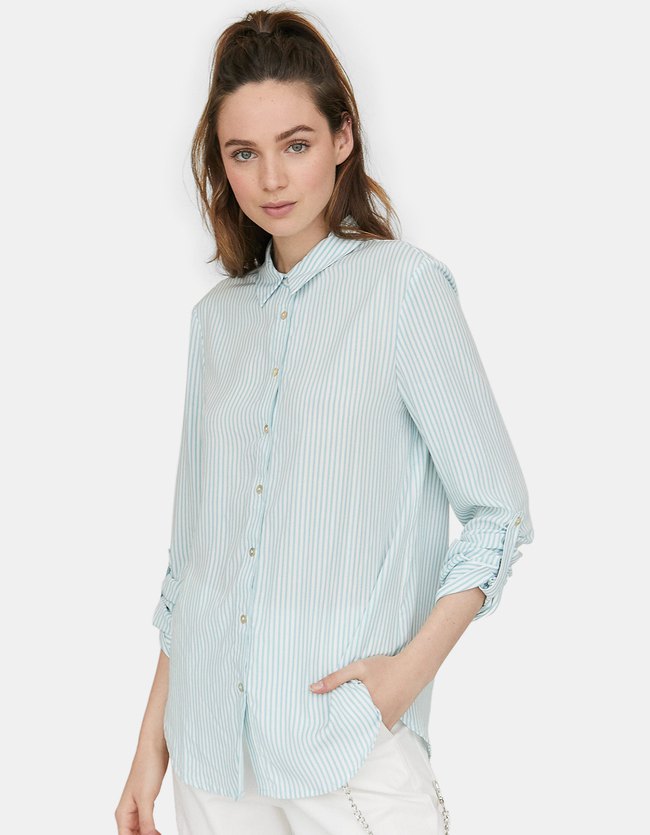 Stradivarius Overhemd Met Print Dames Pastelgroen Xl stradivarius kopen in de aanbieding