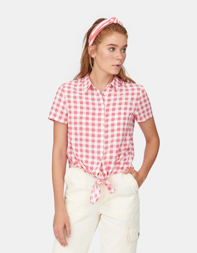 Stradivarius Viscose Printblouse Dames Koraal Xl stradivarius kopen in de aanbieding