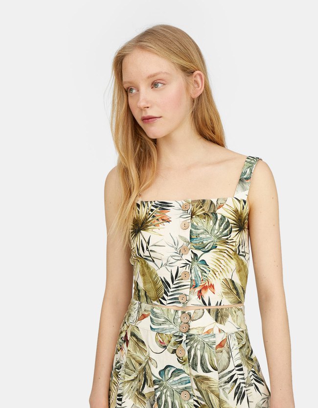 Stradivarius Top Met Tropische Print En Knoopjes Dames Ecru Xs stradivarius kopen in de aanbieding Stradivarius Top Met Tropische Print En Knoopjes Dames Ecru Xs stradivarius kopen in de aanbieding