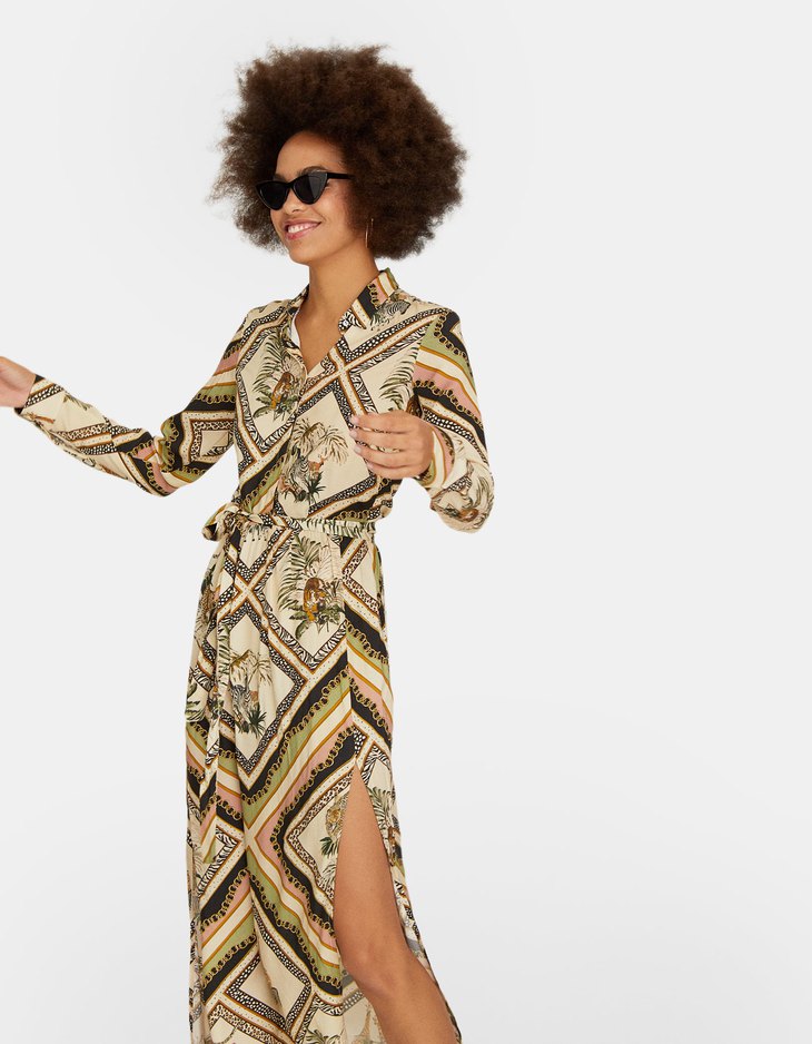 Lange Safari Jurk Limited Edition Null Stradivarius Netherlands