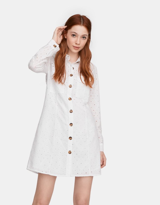 Stradivarius Broderie Jurk Met Zakken Limited Edition Dames Wit stradivarius kopen in de aanbieding Stradivarius Broderie Jurk Met Zakken Limited Edition Dames Wit stradivarius kopen in de aanbieding