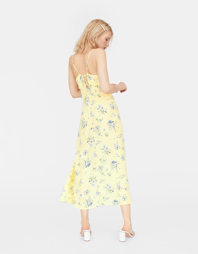Stradivarius Lange Bedrukte Jurk Met Schouderbandjes Dames Pastelgeel stradivarius kopen in de aanbieding Stradivarius Lange Bedrukte Jurk Met Schouderbandjes Dames Pastelgeel stradivarius kopen in de aanbieding