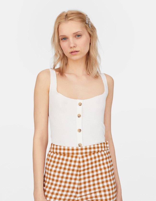 Stradivarius Top Met Knopen Dames Ecru Xs stradivarius kopen in de aanbieding Stradivarius Top Met Knopen Dames Ecru Xs stradivarius kopen in de aanbieding