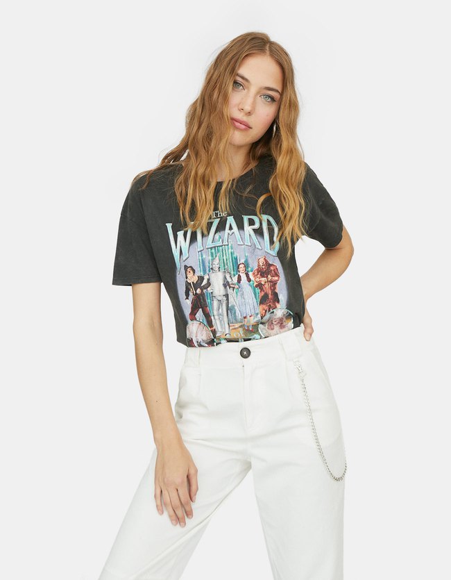 Stradivarius Wizard Of Oz T Shirt Dames Donkergrijs stradivarius kopen in de aanbieding