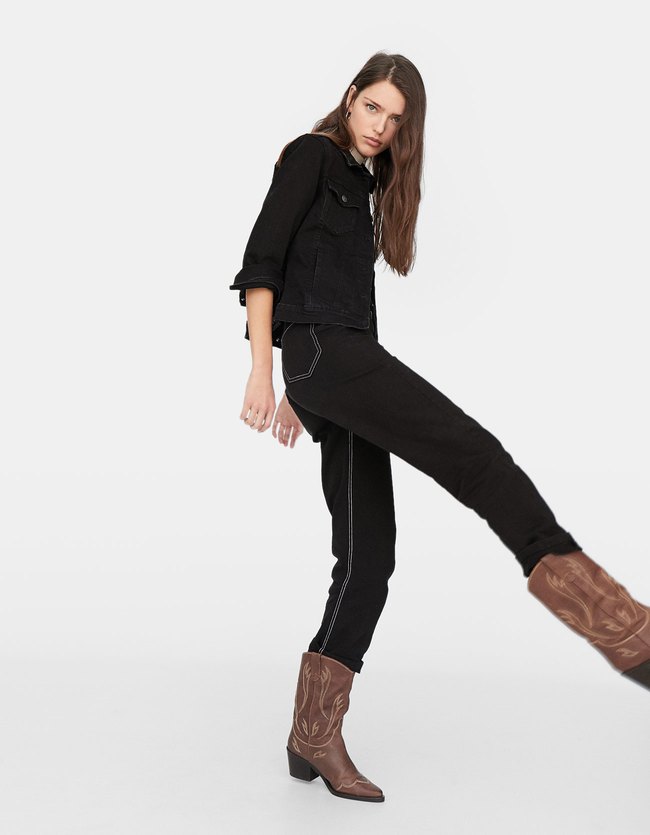 Stradivarius Broek Met Contrasterend Sierstiksel Dames Zwart 36 stradivarius kopen in de aanbieding Stradivarius Broek Met Contrasterend Sierstiksel Dames Zwart 36 stradivarius kopen in de aanbieding