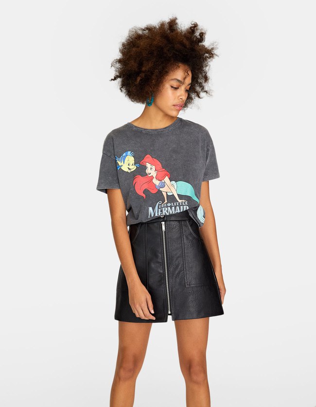 Stradivarius Leereffect Rok Met Rits Dames Zwart 42 stradivarius kopen in de aanbieding