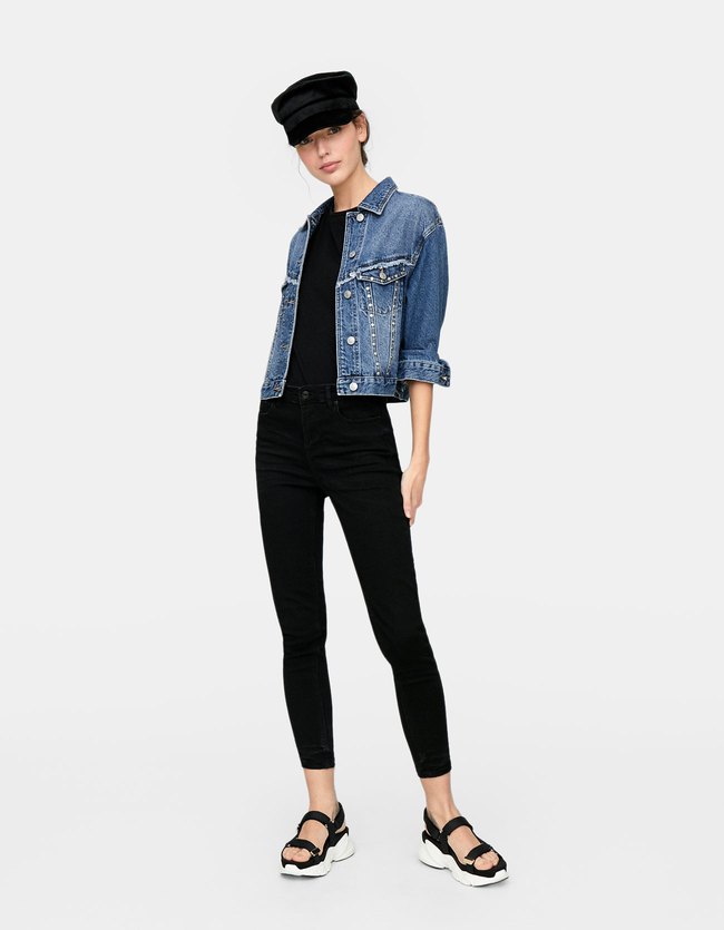 Stradivarius Skinny Jeans Met Hoge Taille Dames Verwassen Grijs 40 stradivarius kopen in de aanbieding