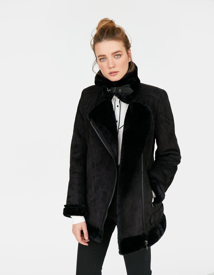 Faux Shearling Biker Jacket