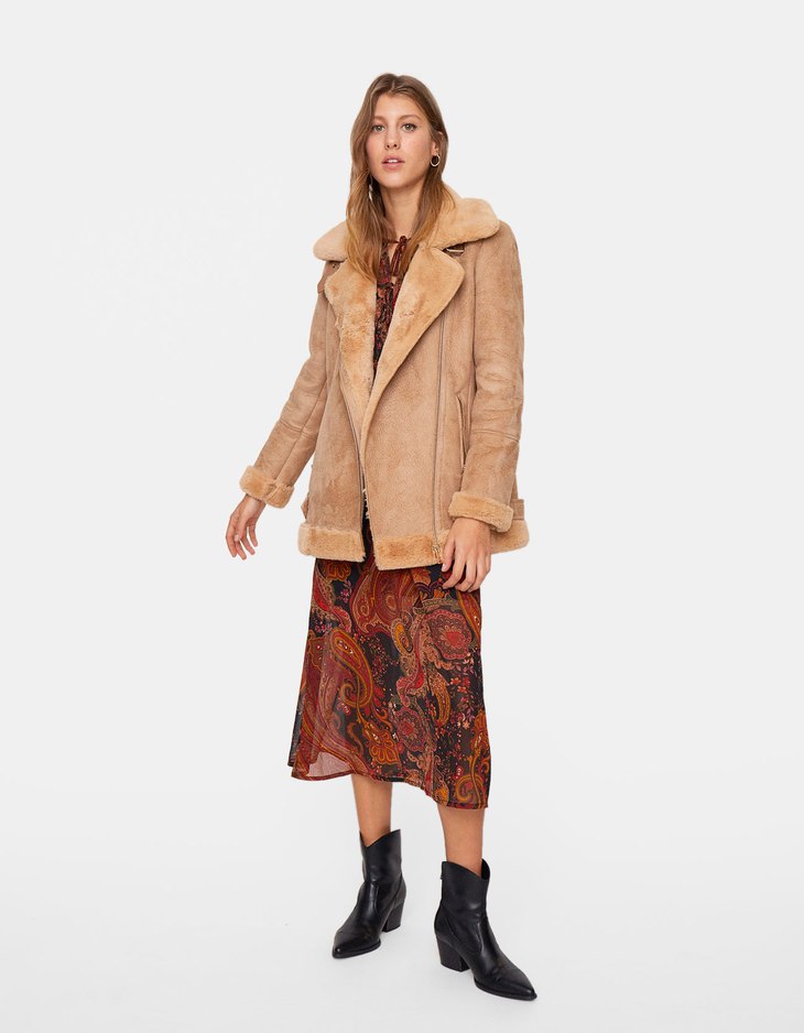Faux Shearling Biker Jacket T Shirts Stradivarius Serbia